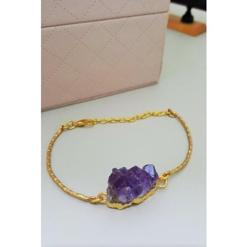 Dr Stone natural Stone womens amethyst Bracelet gold plated XZ121AR317 372888370