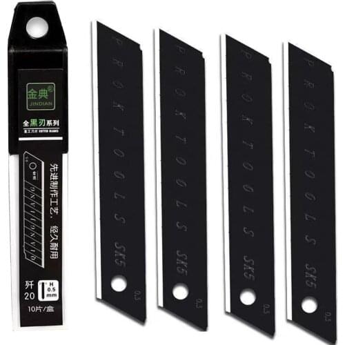 10PCS stainless steel utility knife blade 100mm*18mm Black DIY Tool Replace the carving blade for Student Office stationery