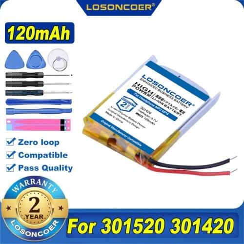 100% Original LOSONCOER 120mAh 301520 301420 Battery For MP3 Bluetooth Headset Small Toys