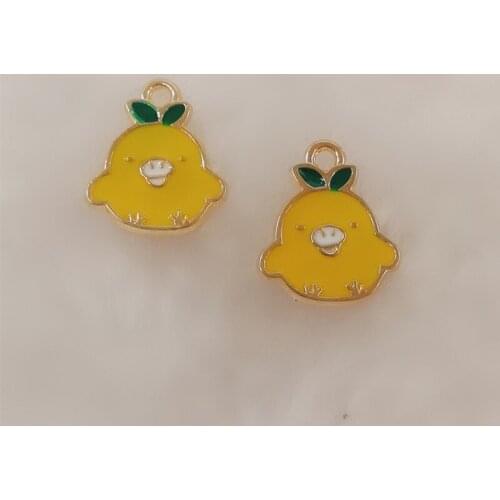 10pcs16*13mm DIY handmade jewelry accessories drip alloy cute little yellow duck for earrings bracelet keychain accessories