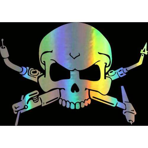 12.7*8.9cm Car Sticker Vinyl Interesting Welders Skull Reflective Sticker On Car Funny 3D Stickers Decals Car Styling
