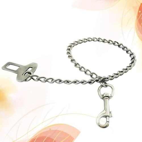 60cm Durable Stainless Steel Pet Car Safe Seat Belt Vehicle Travel Dog Harness Chain