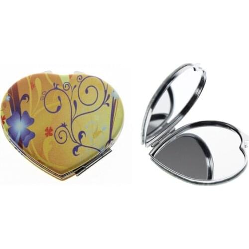 7cm Heart Double Sided Stainless Steel Portable Folding Vintage Compact Mirror For Women Girls Kids Children
