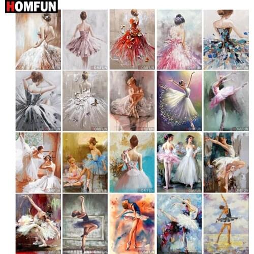HOMFUN Full Drill Diamond Painting "Ballet girl portrait" DIY Picture Of Rhinestone 5D Diamond Embroidery Cross Stitch Decor