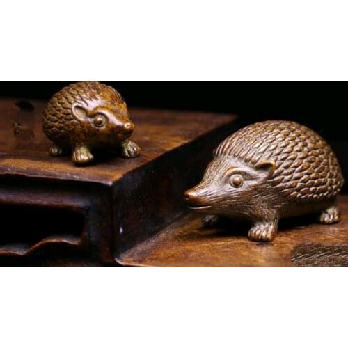 Antique bronze ware pure copper hedgehog ornament pure copper solid little hedgehog handle pure copper tea pet ornament