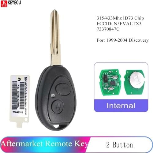 Keyecu New Car Remote Key Fob 2 Button 433Mhz ID73 Chip for Land Rover Discovery 1999 2000 2001 2002 2003 2004 FCC:N5FVALTX3