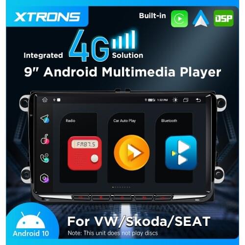 XTRONS 9'' Android 10.0 Car Multimedia Stereo Player for VolksWagen Touran For SEAT For SKODA DSP Carplay 4G WIFI 4+64GB NO DVD