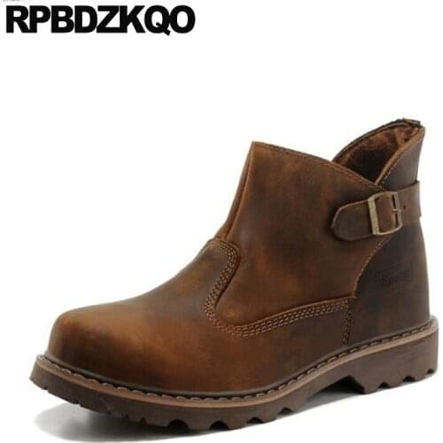 Men ankle genuine leather embellished slip on high quality short fall autumn designer luxury booties shoes full grain boots