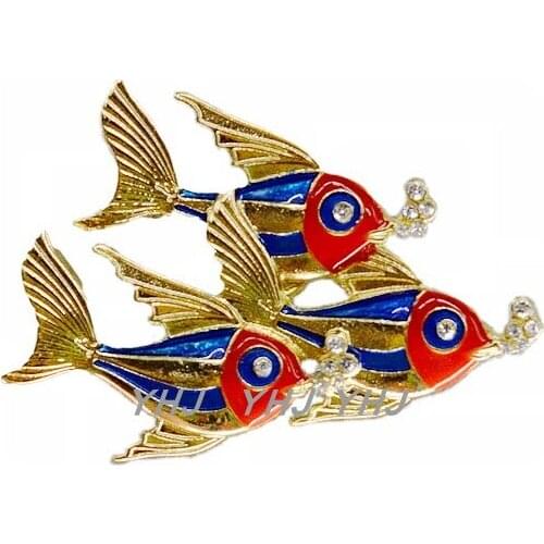 Bubble blowing fish Brooch brilliant accessories enamel glaze Brooch womens Silk Scarf inlaid with Gemstone pin stock