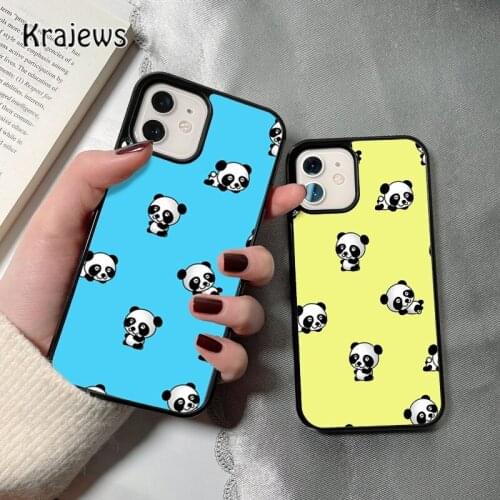 Krajews Aesthetic panda coque Phone Case for iPhone 12 mini 5 6S 7 8 PLUS X XS XR 11 PRO MAX SE 2020 Back Cover Funda Shell
