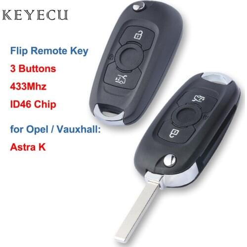 Keyecu Flip Remote Car Key Fob 3 Buttons 433MHz PCF7937E / HITAG 2 / 46 Chip for Opel Vauxhall Astra K 2015 2016 2017