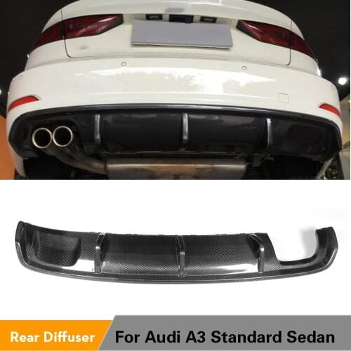 Carbon Fiber / FRP Rear Bumper Lip Diffuser Spoiler for Audi A3 Standard Sedan 4 Door 8V 2014 - 2016 Non Sline