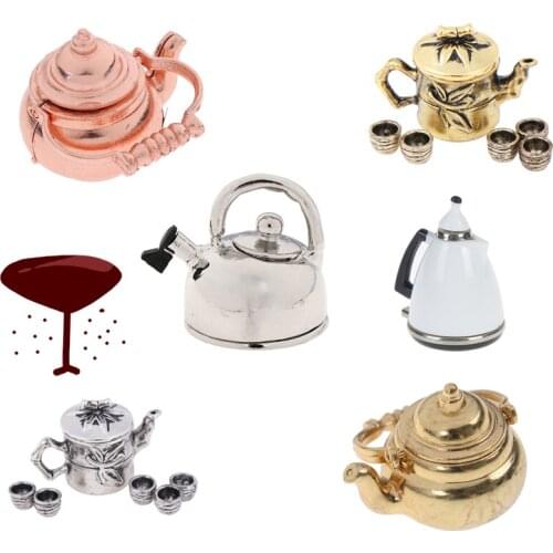 Multi Styles Tea Set Teapot Cup Kettle 1: 12 Dollhouse Furniture Miniature Dining Ware Kitchen DIY Toys