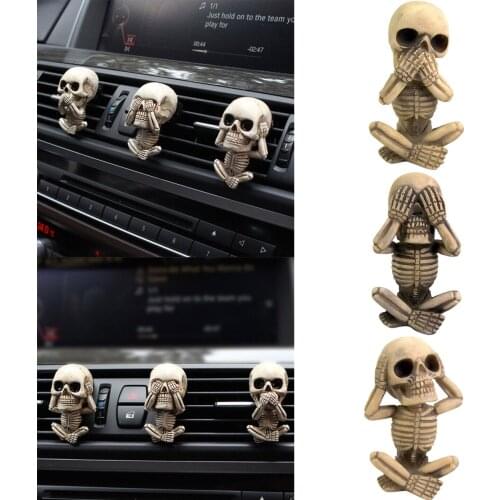 Gothic Halloween Skull Resin Ornaments Car Air Outlet Home Funny Figurine Collectible Horror Atmosphere Decoration