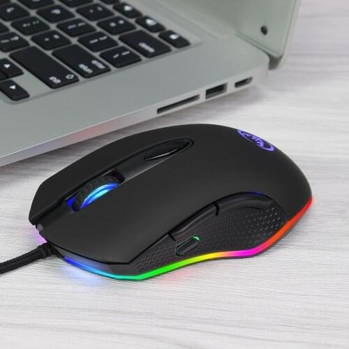 HXSJ S500 Macro Programming Game Wired Mouse RGB Light Mouse Electric Race Adjustable 4800DPI Opto-electronic Desktop Computers