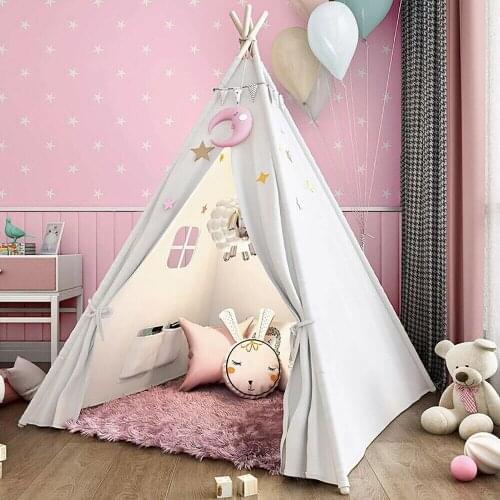 Play Tents 180cm Kids Indoor Outdoor/Picnic/Sleeping Cotton Canvas Game Tent Large Portable Cabin Pretend Play House