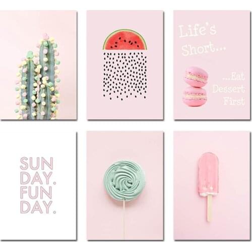Pink Candy Lollipop Food Picture Fashion Nursery Poster Indie Wall Art Print Painting Modern Room Decoration