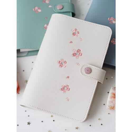 2021 A5 A6 PU Leather Kawaii Dotted Notebook school office stationery Blank line grid dots planner 6 Holes Spiral Ring Binder
