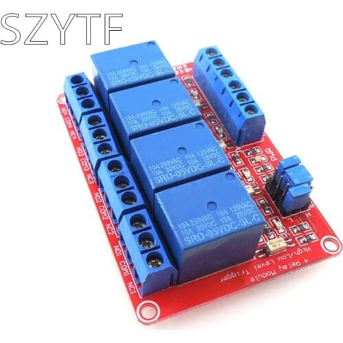 Red board 4-way relay module with optocoupler isolation high and low level trigger relay 5V9V12V24V