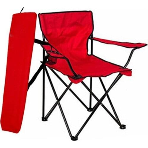 Red folding emergence camping chair, outdoor camping chair. Camping chair