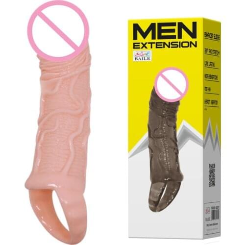 Flesh Reusable Condoms cock cage Realistic Glans Penis Sleeve Extender, Enlargement Extension Condom Penis Ring Sex Toys for Men