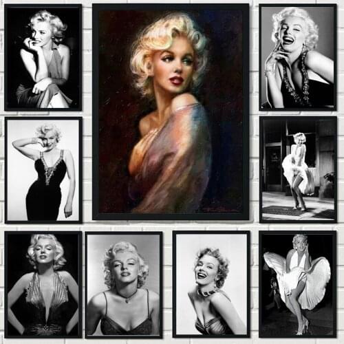 Fashion Sexy Black White Marilyn Monroe Pictures and Prints Wall Art Pictures Canvas Paintings for Living Office Bar Home Decor