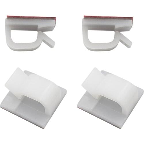 New 100Pcs Adhesive Cable Permanent Wire Clips Cable Organizer Holder Permanent Anchor for Wall Table 14X14MM White