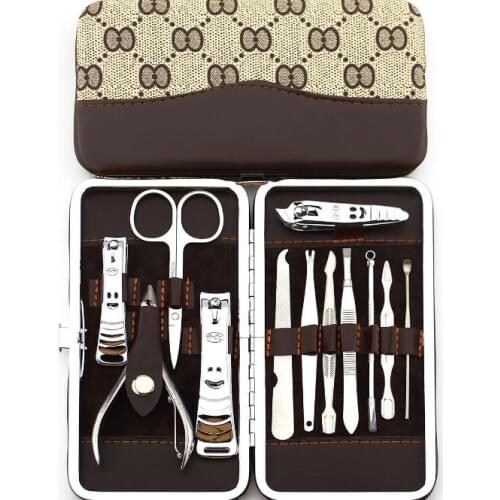 New color Zipper bag nail clippers set nail tools carbon steel 12pcs/set