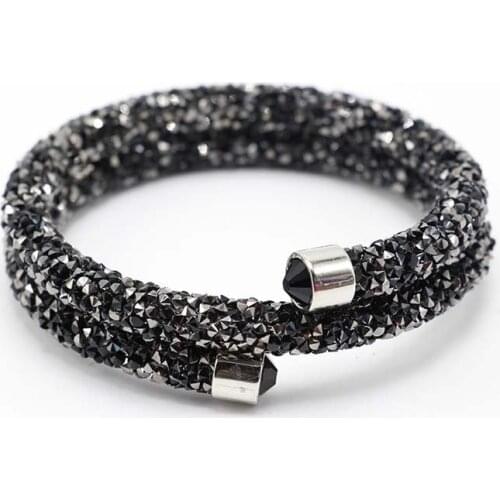 New Single Circle Crystal Rhinestones Cuff Multi-layer Bracelet Bangles For Women Fashion Jewelry Exquisite Gift Bangle