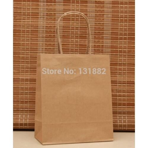 40pcs/lot Kraft Paper Gift Bag With Handles Retail Carrier Bag Wedding Party CH-5012606