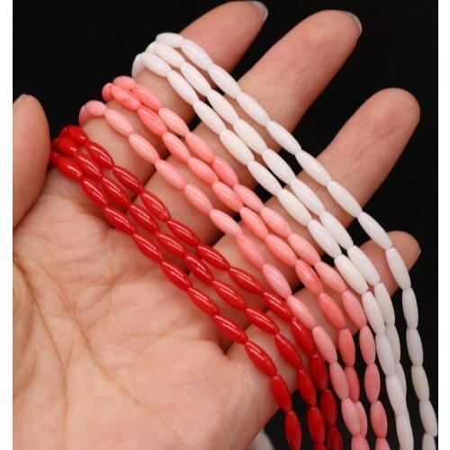 Natural Stone Coral Beads Rice Shape Semi-finished Coral Loose Beads for Handmade DIY Necklace Bracelet Jewelry Making 3x9mm