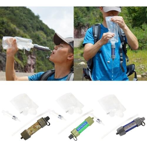 Portable Outdoor Survival Water Filter Personal Gravity Purifier Filtration, for Outdoor Camping Hiking