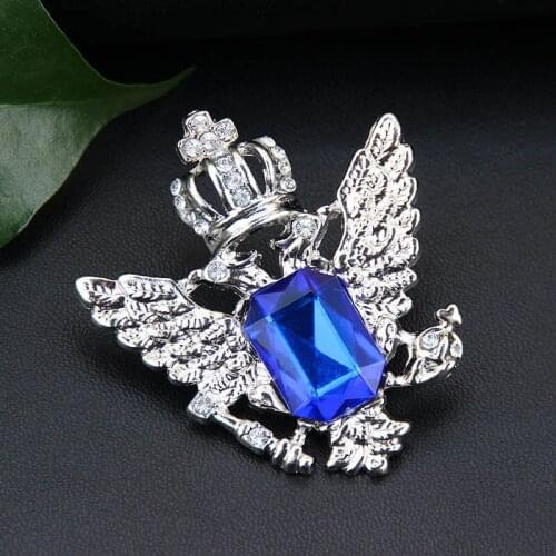 Luxury Blue Black Cubic Zirconia Crown Wings Brooch For Women Gold Color Pines Metalicos Crystal Jewelry Wedding Gift
