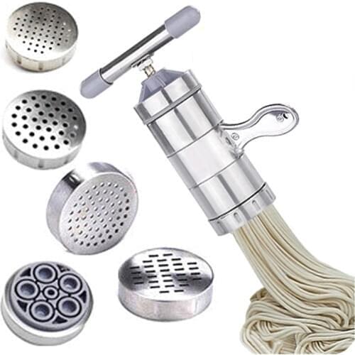 Manual Noodle Maker Press Pasta Machine Crank Cutter Fruits Juicer Cookware With 5 Pressing Moulds Making Spaghetti Kitchenware
