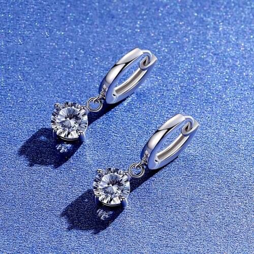 BOEYCJR 925 Silver 1ct/2ct F color Moissanite VVS1 Fine Jewelry Snowflower Drop Earrings With national certificate for Women