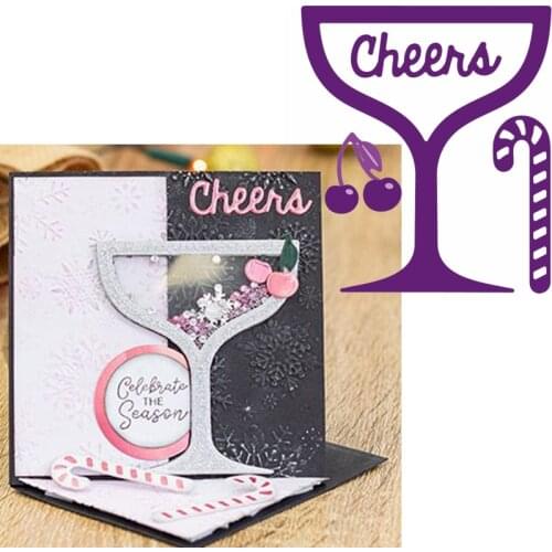 Cheers In Glass Metal Cutting Die Cheers With Cherry&Candy Bar Die Cuts For Card Making DIY New 2019 Embossed Crafts Cards