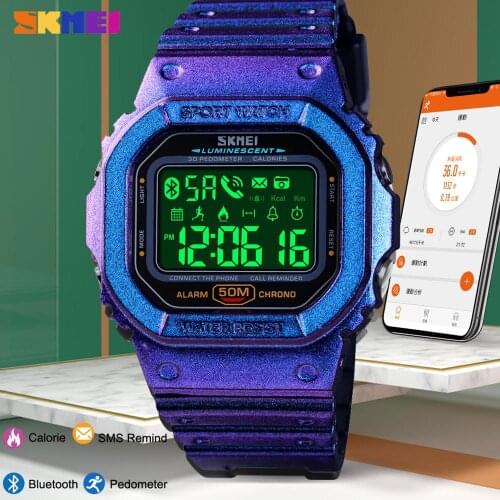 SKMEI Sport Bluetooth Smartwatch Fitness Pedometer Calorie Tracker Male Wristwatches Mens Waterproof Digital Clock montre homme