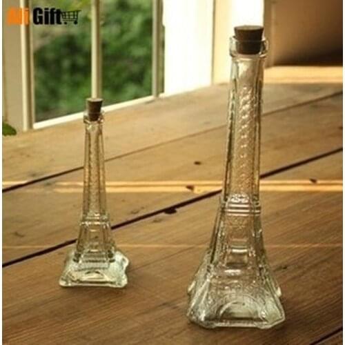 Zakka Eiffel Tower Glass Bottles Glass Vase 16 Cm Height Vase Home Decoration Gift for Friend Chilren and Parents
