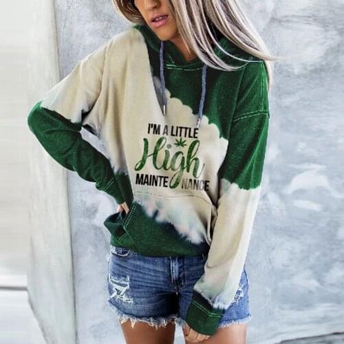 2021 Explosive Printed Contrasting Color Hoodie Hoodie Leaf Printed Sweatshirt