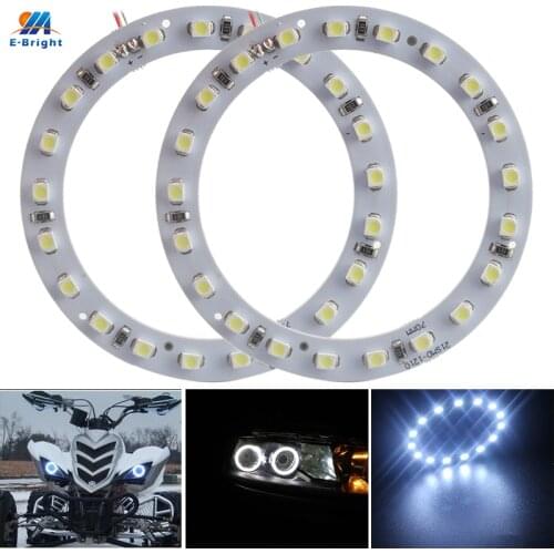YM E-Bright 2PCS LED Angel Eyes 1210 70MM Atmosphere Lights Halo Ring 12V DC Headlight For Car Motorcycle Scooter Cold White