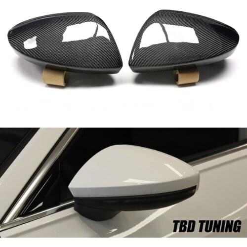 Real Carbon Fiber Rear View Mirror Cover For Audi A6 A7 A8 C8 2019 - UP Replacement Style Car Wing Mirror Cover With Lane Assist