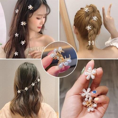 Korean Elegant Small Flower Hair Claws Clip Women Fashion Simulation Pearl Hair Accessories Set Girl Barrette Wedding Headwear