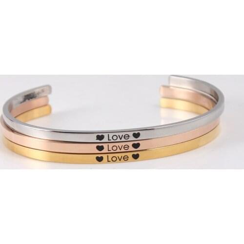 "Love" Stainless Steel Cuff Bracelets Bangles for Women Fashion Jewelry Charm Jewelry Accessories Stylish Classic