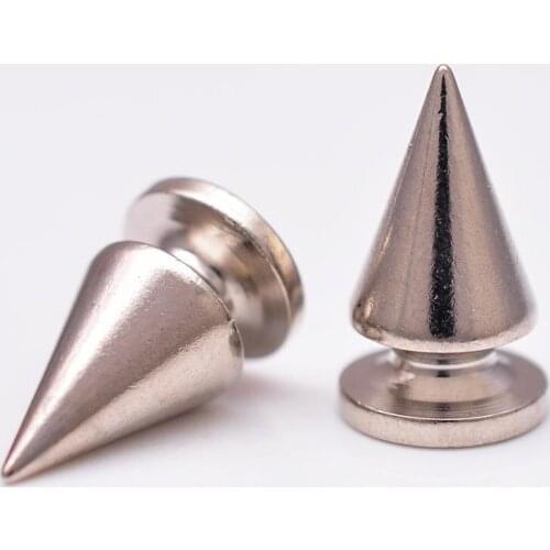 10Pcs 10*17mm Copper Solid Strong Heavy Studs and Spikes for Clothes Punk Rock Silver Studs Rivets For Clothes Shoes Bags Decor