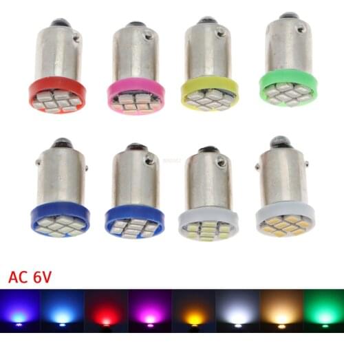 100X Non polar AC DC 6V 6.3V 194 T10 #555 LED F10 Wedge Base With Frosted Len Non polarity Pinball Game Machine WhiteSignal Lamp