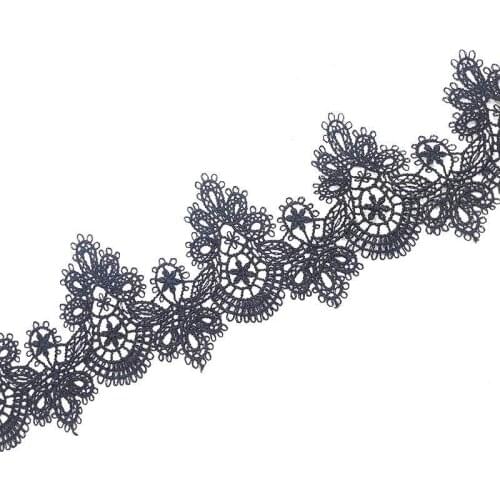 14Yards Lace Fabric Flower Black White Applique Patch Water Soluble Trim 6.2cm Ribbon Guipure Crafts Sewing dentelle