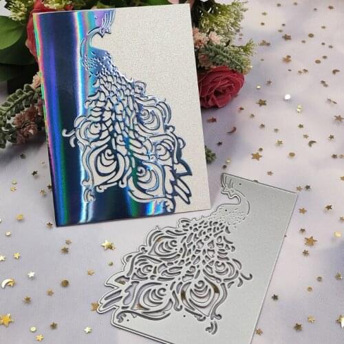 203F DIY Embossing Peacock Cutout Card Knife Mould, Carbon Steel Printing Steel Mould for Album Paper Card Making