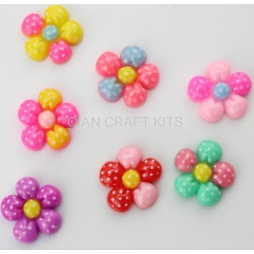 250pcs Flat back sun flower polka dots Resin Cabochons DIY Cabs decoden charm pendants 19mm polka dots kitsch kawaii