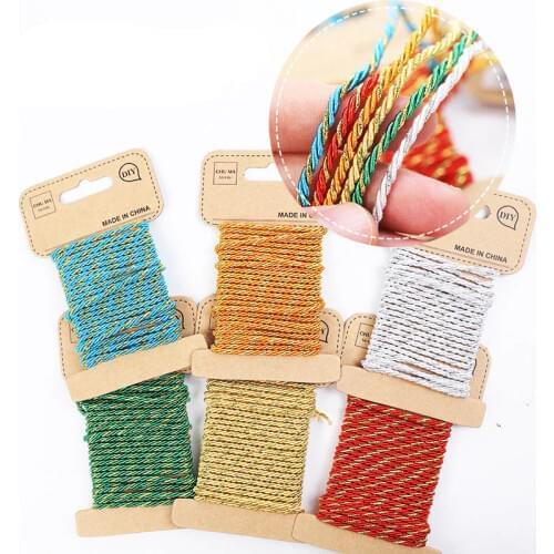 3Yard 3 strands of colored gold silk float rope DIY Wedding Birthday Wedding Decoration Rattan Gift Bouquet Packaging Rope1.5 mm