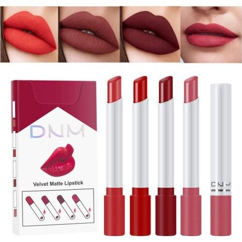 4pcs Cigarette Case Lipstick Set Matte Velvet Lip Gloss Waterproof Long Lasting Sexy Lip Glaze Non-fading Dropshipping